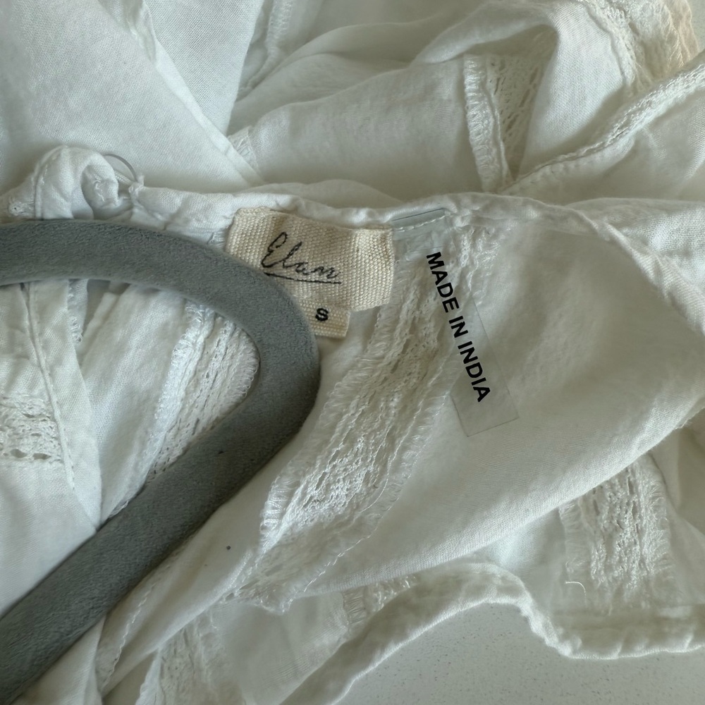 Elan White Sleeveless Ruffled Smocked Blouse - Picture 2 of 14
